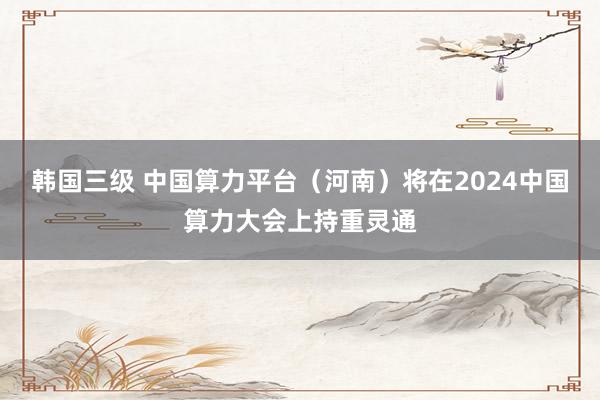 韩国三级 中国算力平台（河南）将在2024中国算力大会上持重灵通