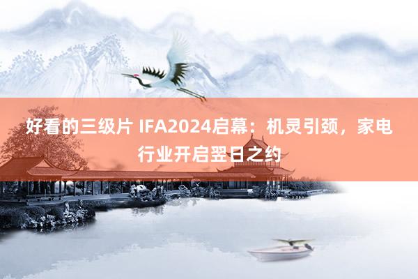 好看的三级片 IFA2024启幕：机灵引颈，家电行业开启翌日之约