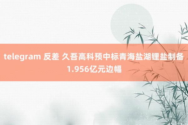 telegram 反差 久吾高科预中标青海盐湖锂盐制备1.956亿元边幅