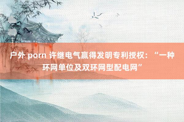 户外 porn 许继电气赢得发明专利授权：“一种环网单位及双环网型配电网”