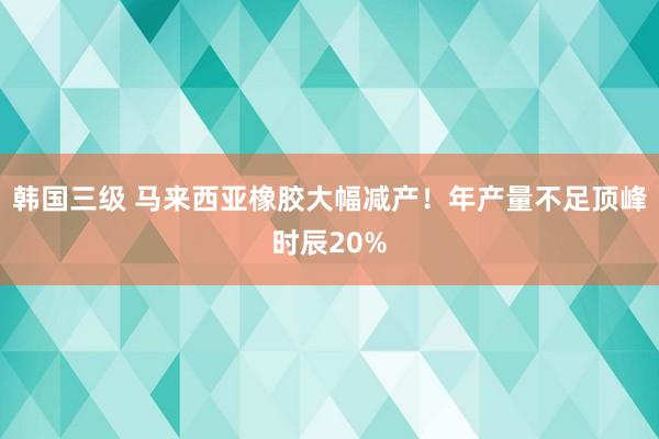 韩国三级 马来西亚橡胶大幅减产！年产量不足顶峰时辰20%