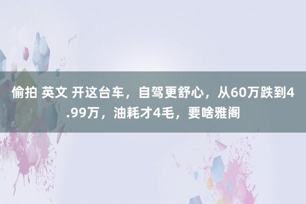 偷拍 英文 开这台车，自驾更舒心，从60万跌到4.99万，油耗才4毛，要啥雅阁