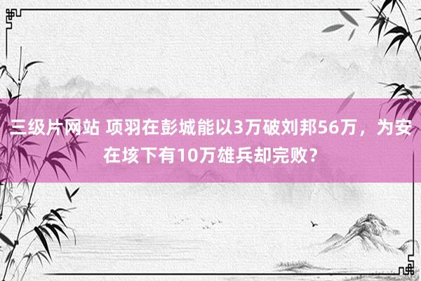 三级片网站 项羽在彭城能以3万破刘邦56万，为安在垓下有10万雄兵却完败？