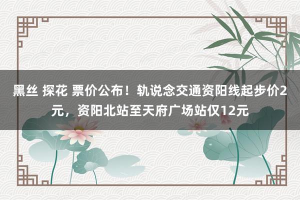 黑丝 探花 票价公布！轨说念交通资阳线起步价2元，资阳北站至天府广场站仅12元