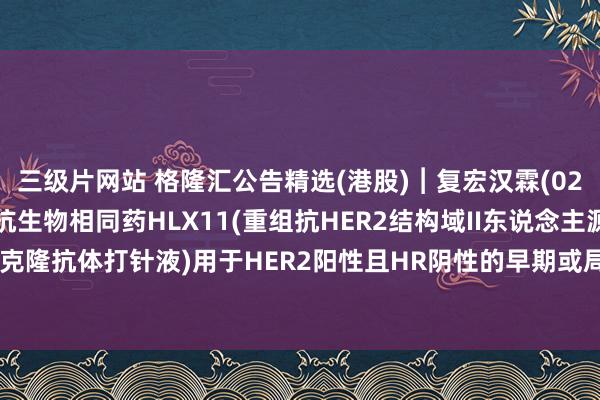 三级片网站 格隆汇公告精选(港股)︱复宏汉霖(02696.HK)：帕妥珠单抗生物相同药HLX11(重组抗HER2结构域II东说念主源化单克隆抗体打针液)用于HER2阳性且HR阴性的早期或局部晚期乳腺癌