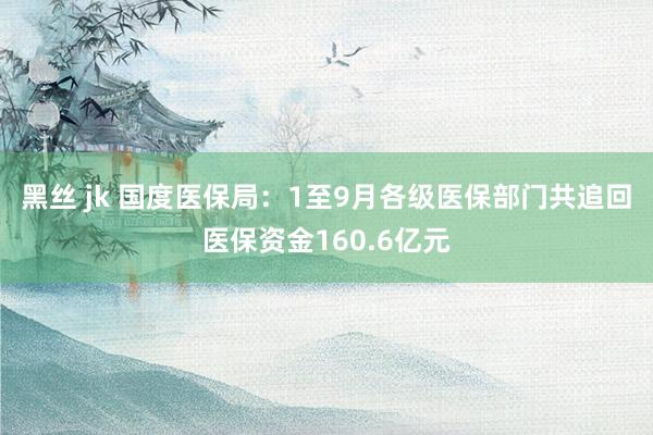 黑丝 jk 国度医保局：1至9月各级医保部门共追回医保资金160.6亿元