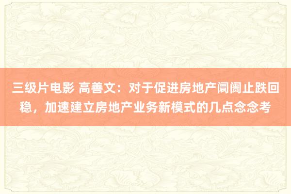 三级片电影 高善文：对于促进房地产阛阓止跌回稳，加速建立房地产业务新模式的几点念念考