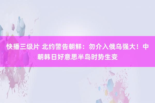 快播三级片 北约警告朝鲜：勿介入俄乌强大！中朝韩日好意思半岛时势生变