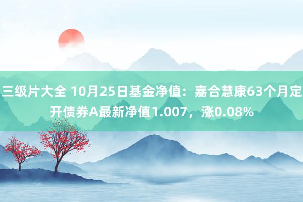 三级片大全 10月25日基金净值：嘉合慧康63个月定开债券A最新净值1.007，涨0.08%