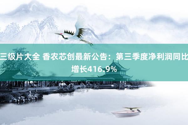 三级片大全 香农芯创最新公告：第三季度净利润同比增长416.9%