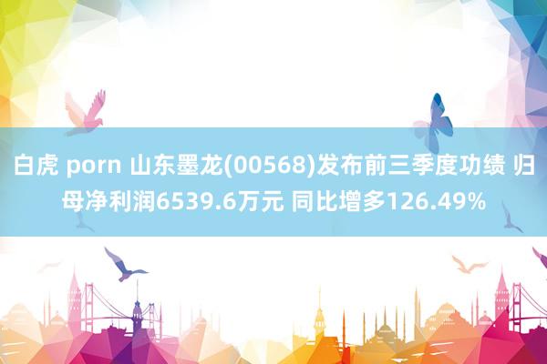 白虎 porn 山东墨龙(00568)发布前三季度功绩 归母净利润6539.6万元 同比增多126.49%