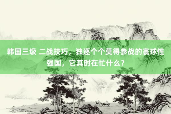 韩国三级 二战技巧，独逐个个莫得参战的寰球性强国，它其时在忙什么？