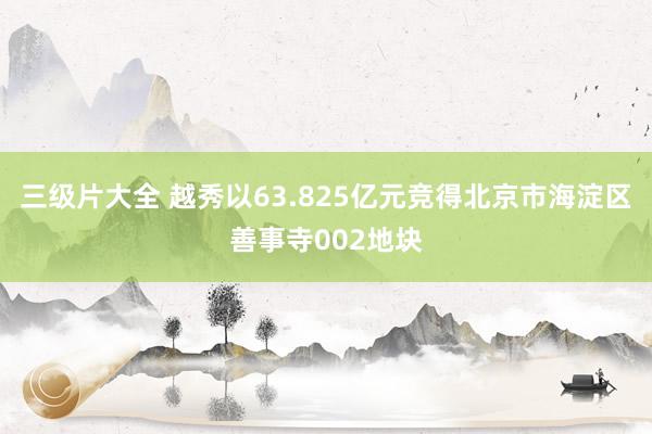 三级片大全 越秀以63.825亿元竞得北京市海淀区善事寺002地块