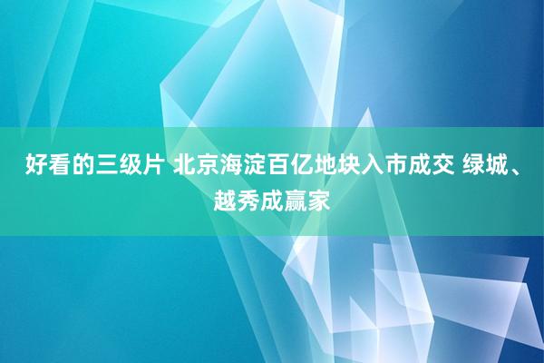 好看的三级片 北京海淀百亿地块入市成交 绿城、越秀成赢家