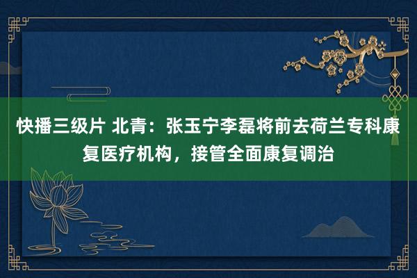 快播三级片 北青：张玉宁李磊将前去荷兰专科康复医疗机构，接管全面康复调治