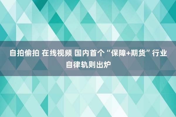 自拍偷拍 在线视频 国内首个“保障+期货”行业自律轨则出炉