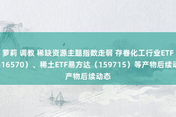 萝莉 调教 稀缺资源主题指数走弱 存眷化工行业ETF（516570）、稀土ETF易方达（159715）等产物后续动态