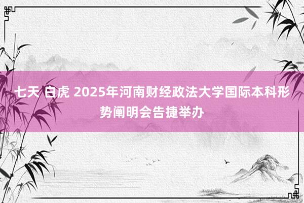 七天 白虎 2025年河南财经政法大学国际本科形势阐明会告捷举办